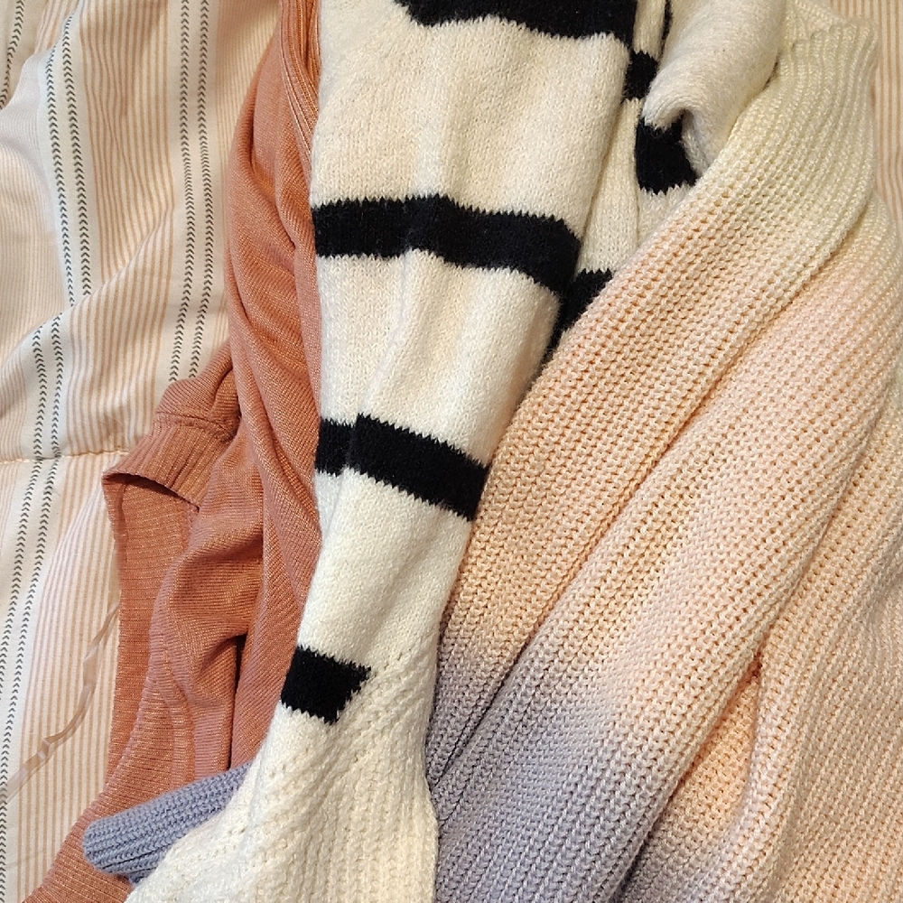 Elegant Black and White Striped Turtleneck Sweater